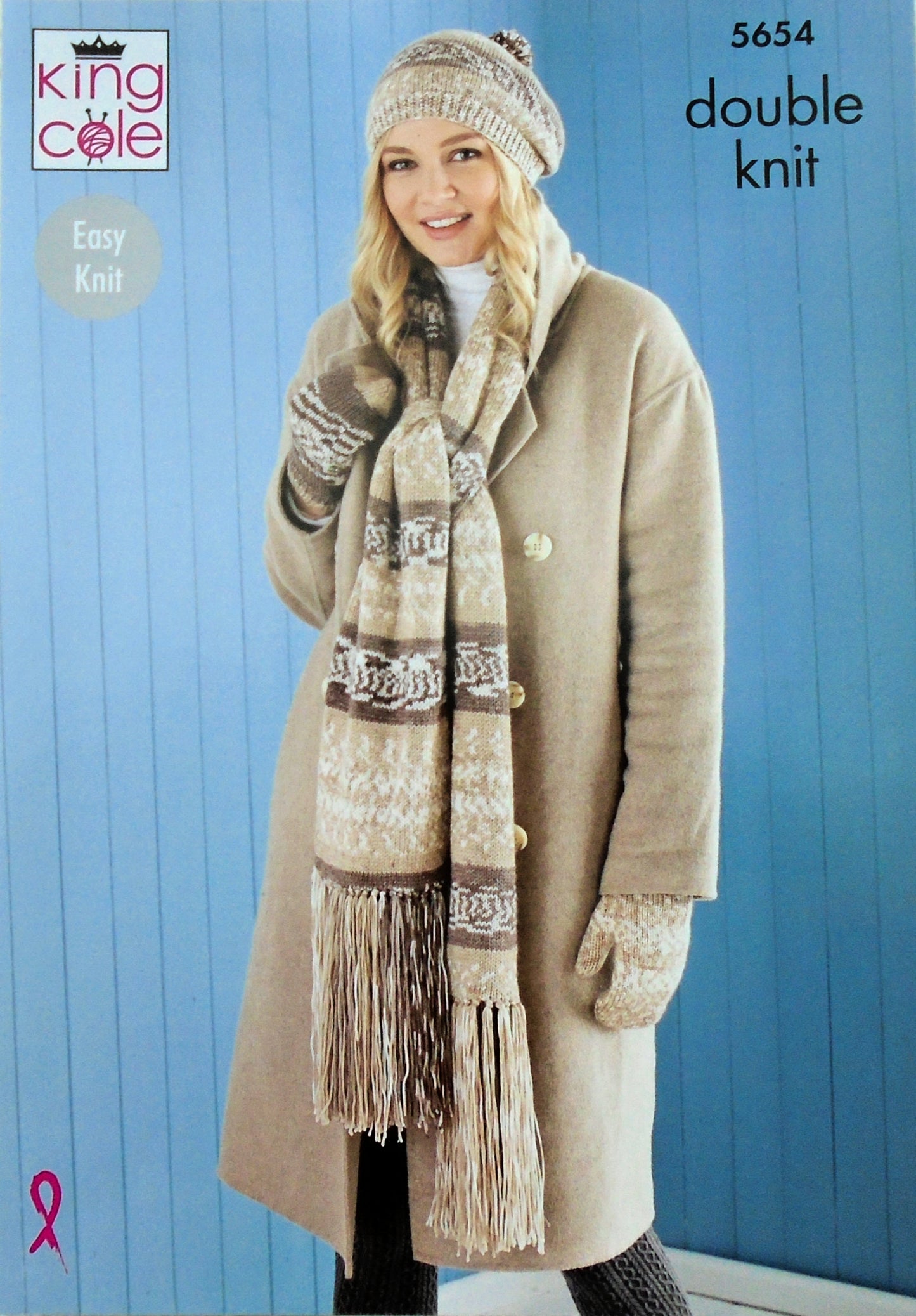 DIGITAL Knitting Pattern Ladies Easy Knit Hat Beret Cowl Scarf & Mittens Fjord DK 5654