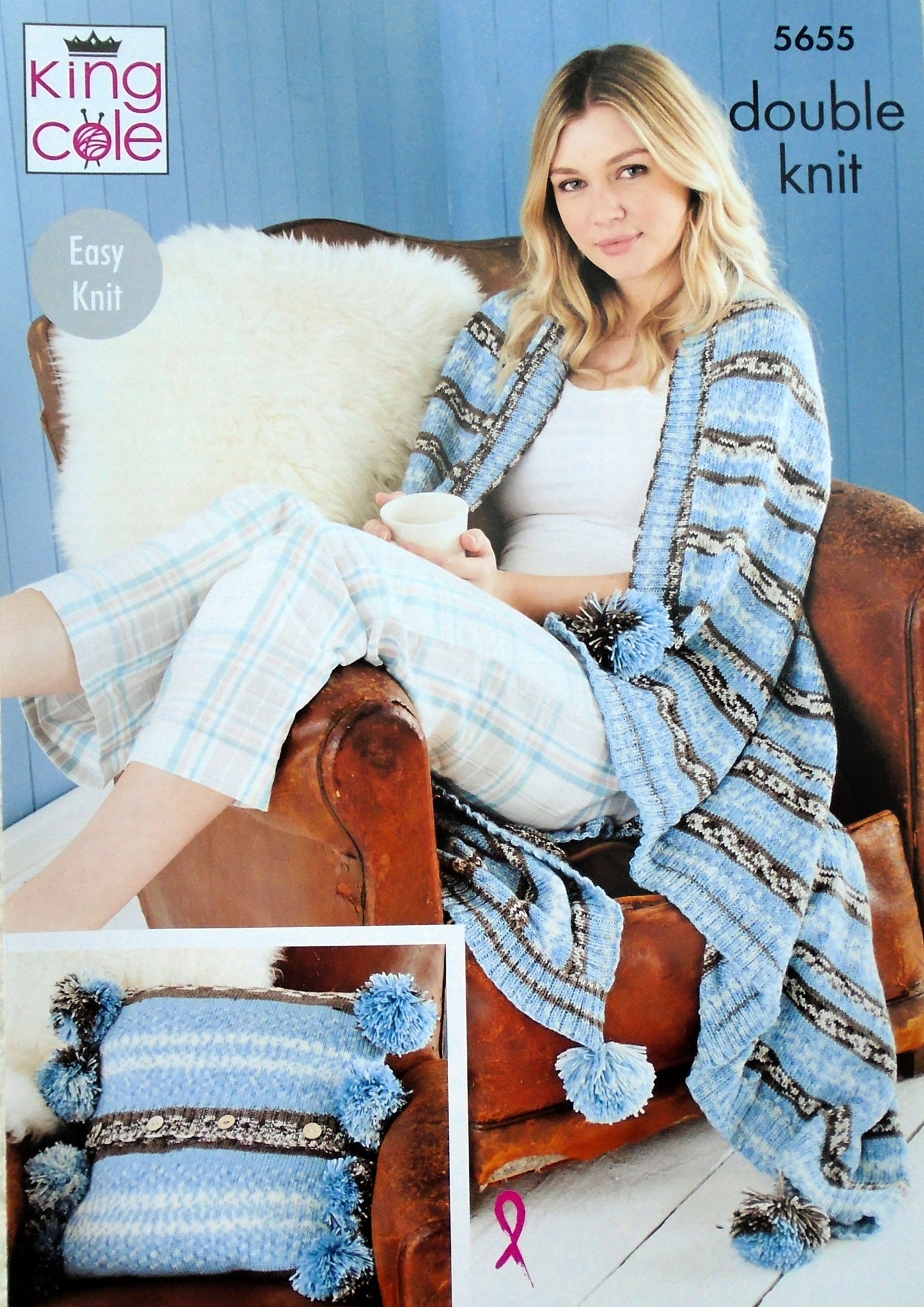 DIGITAL Knitting Pattern Easy Knit Throw, Cushion, Tea Cosy and Hot Water Bottle Cover Fjord DK 5655