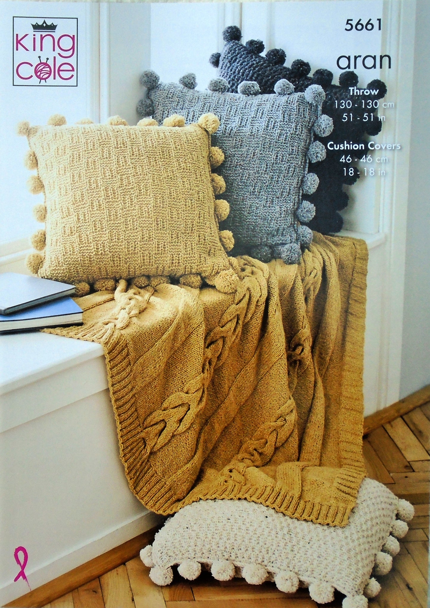 DIGITAL Knitting Pattern Cable Blanket/Throw & 2 Styles Cushion Aran King Cole 5661