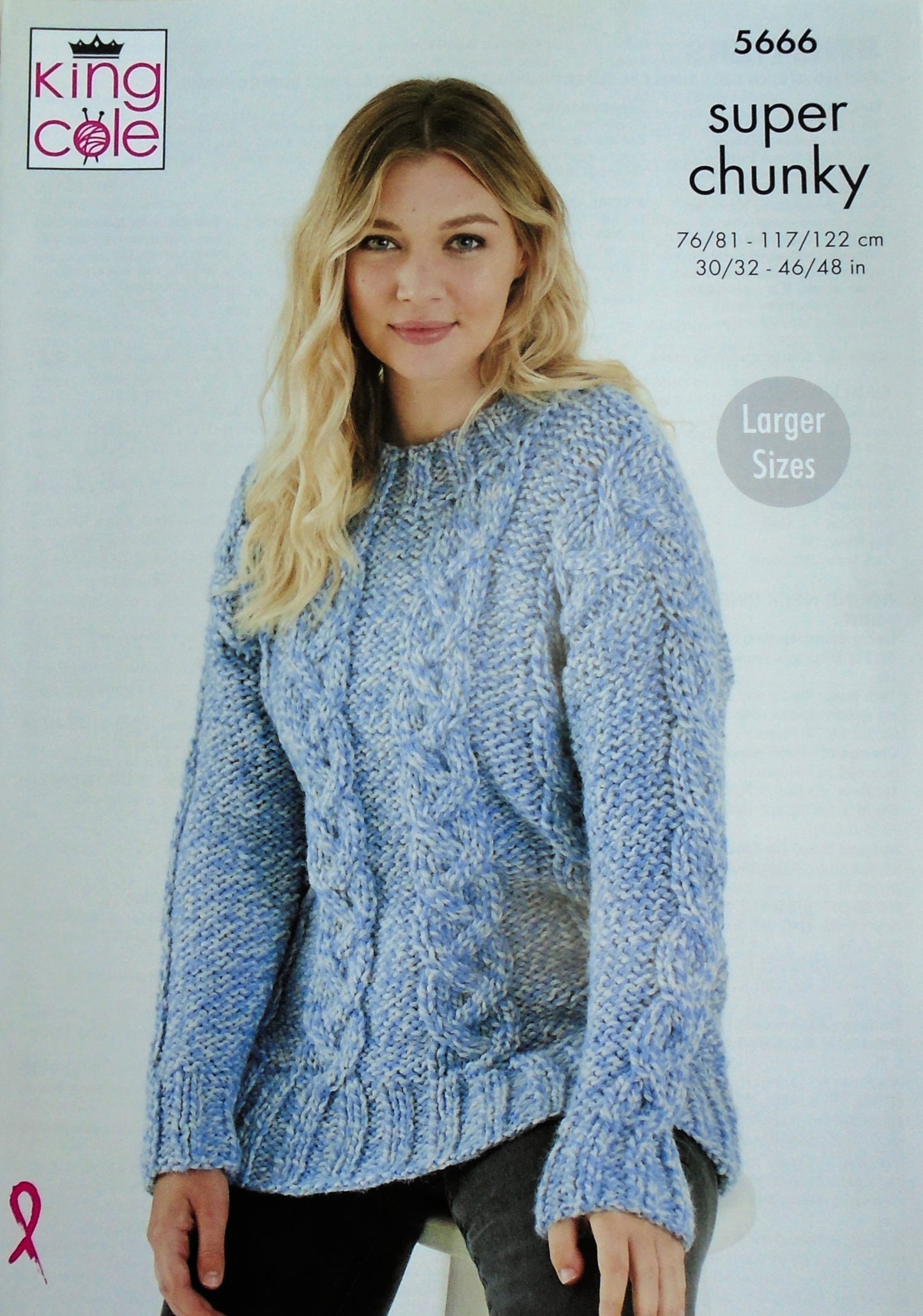 DIGITAL KNITTING PATTERN Ladies Cable Jumpers 2 Lengths Super Chunky King Cole 5666