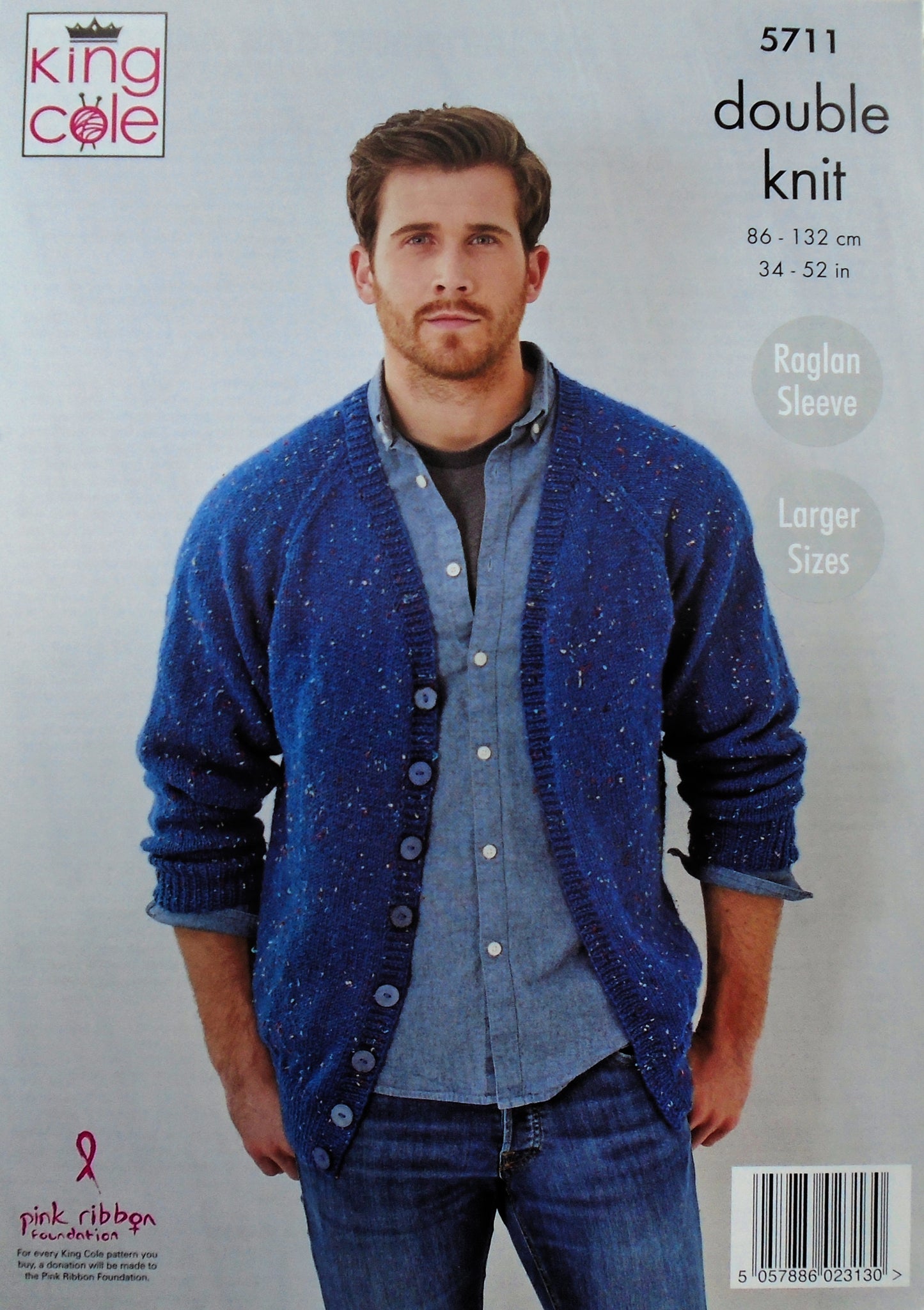DIGITAL Knitting Pattern Mens Easy Knit Raglan Sleeve Jacket & Jumper DK King Cole 5711