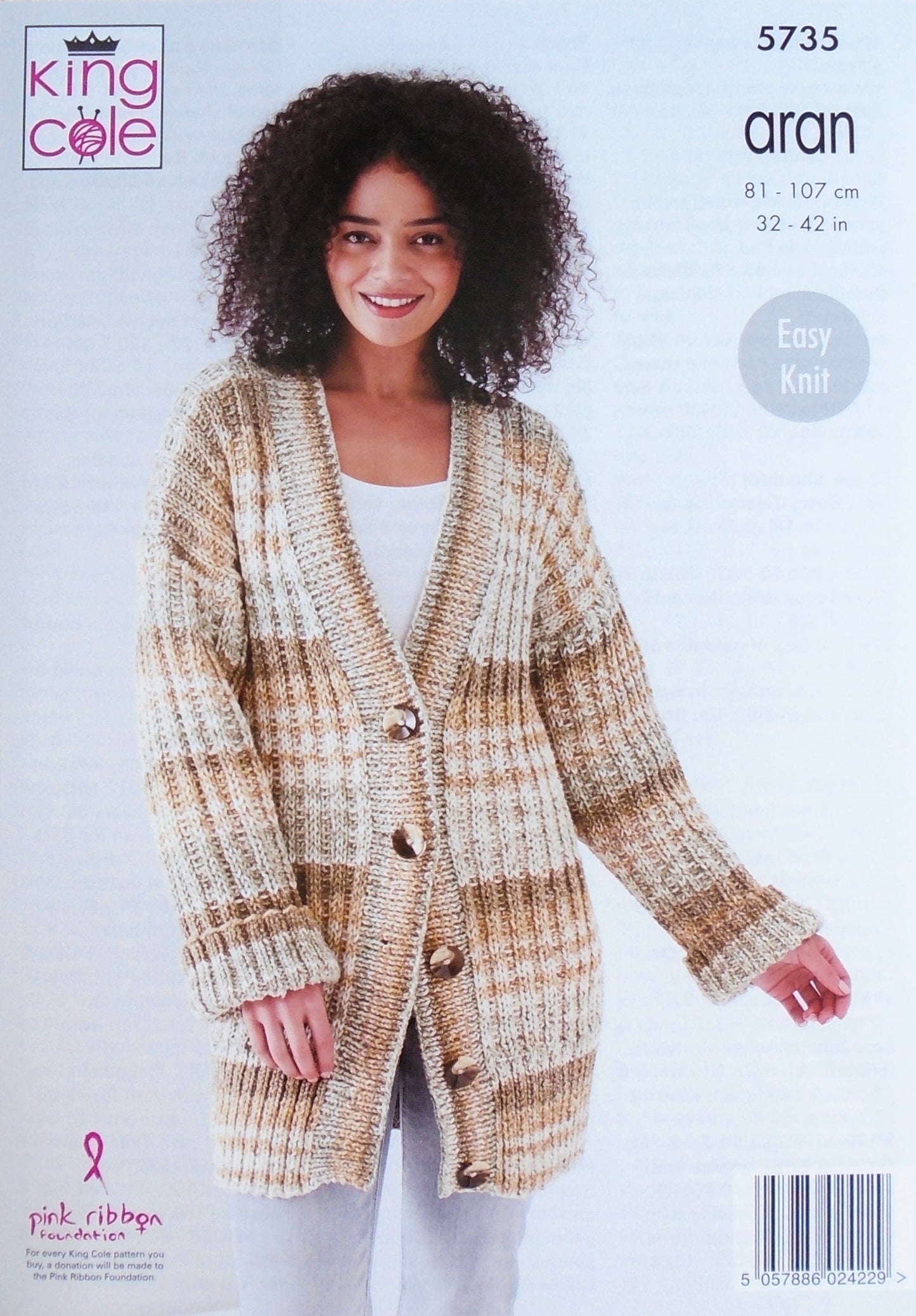 DIGITAL Knitting Pattern Ladies Easy Knit Long Rib Jacket & Jumper Aran King Cole 5735