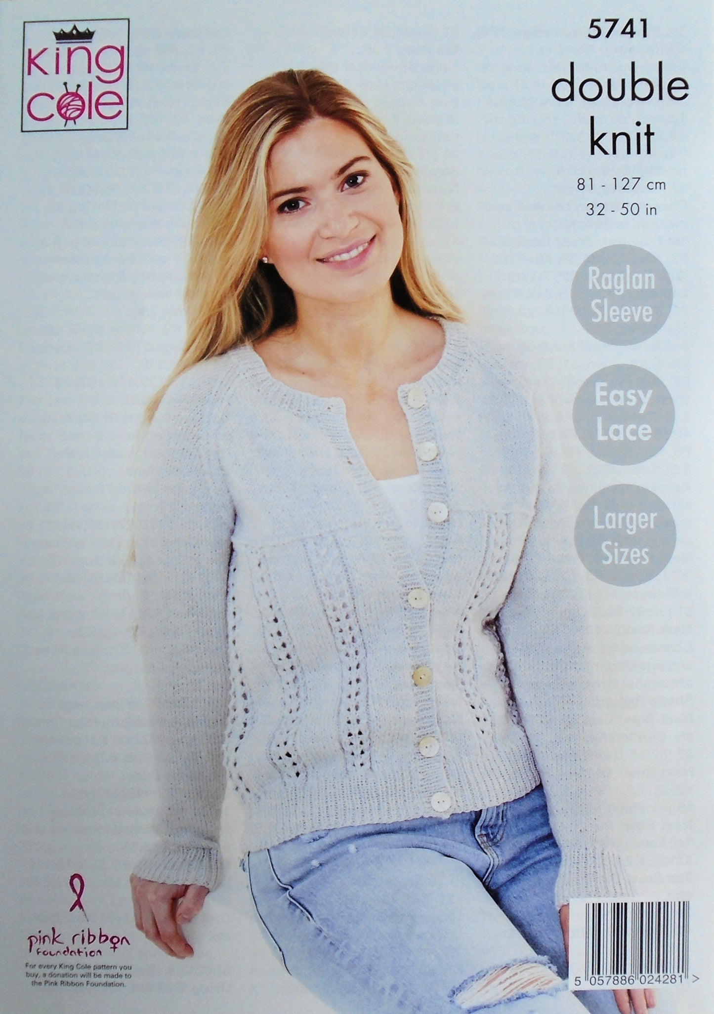 DIGITAL Knitting Pattern Ladies Easy Lace Cardigan and Jumper Drifter DK King Cole 5741