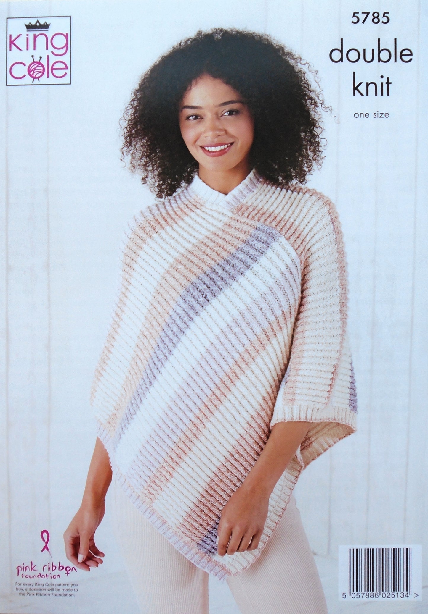 DIGITAL Knitting Pattern Ladies Moss Stitch and Mock Cable Poncho DK 5785