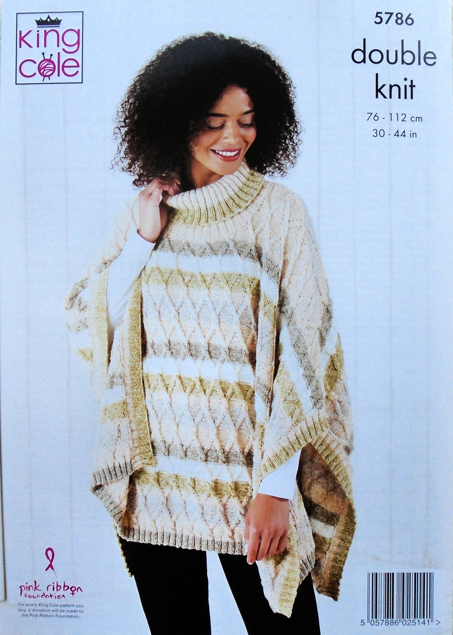 DIGITAL Knitting Pattern Ladies Easy Knit Poncho and Polo Neck Cable Poncho DK 5786