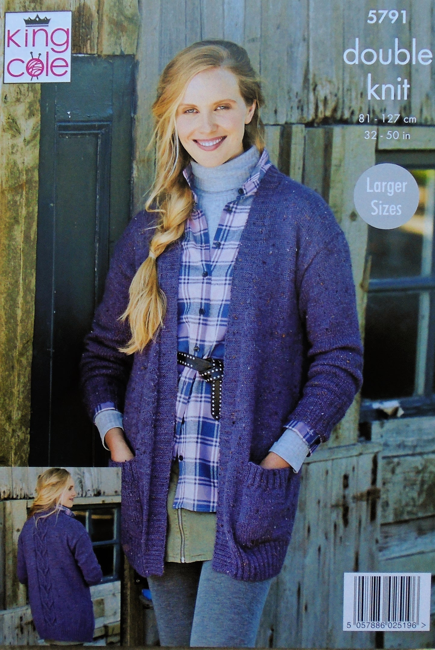 DIGITAL Knitting Pattern Ladies Cable Back Panel Cardigan and Jacket DK King Cole 5791