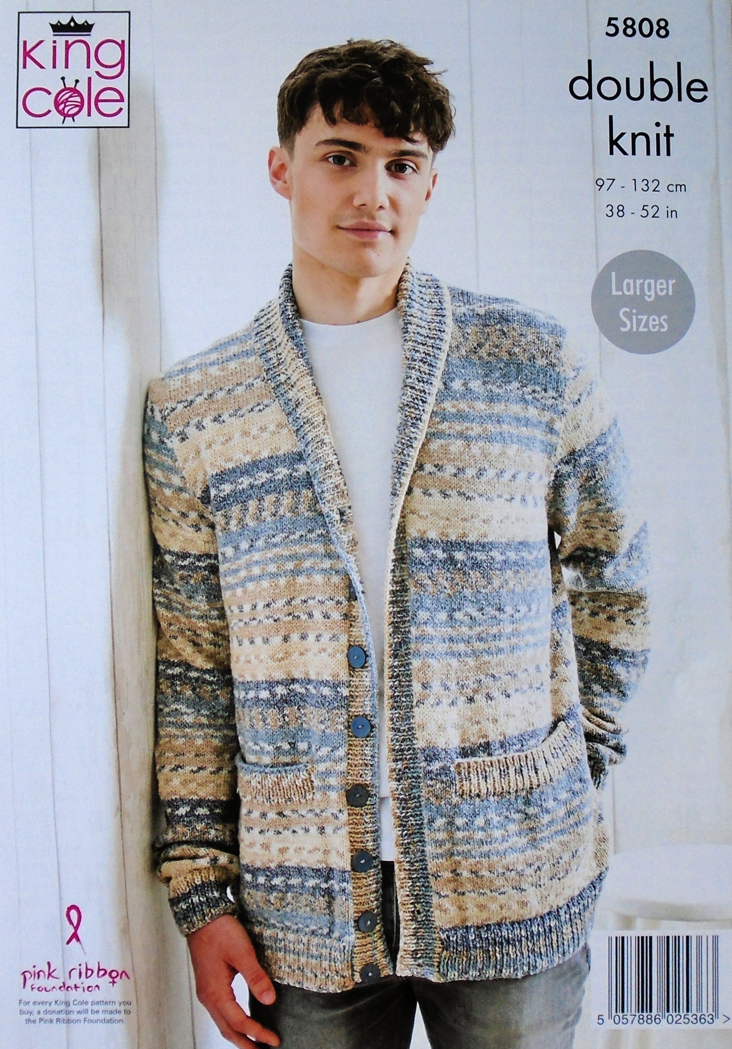 DIGITAL Knitting Pattern Mens Hoodie and V-Neck Cardigan with Pockets DK King Cole 5808