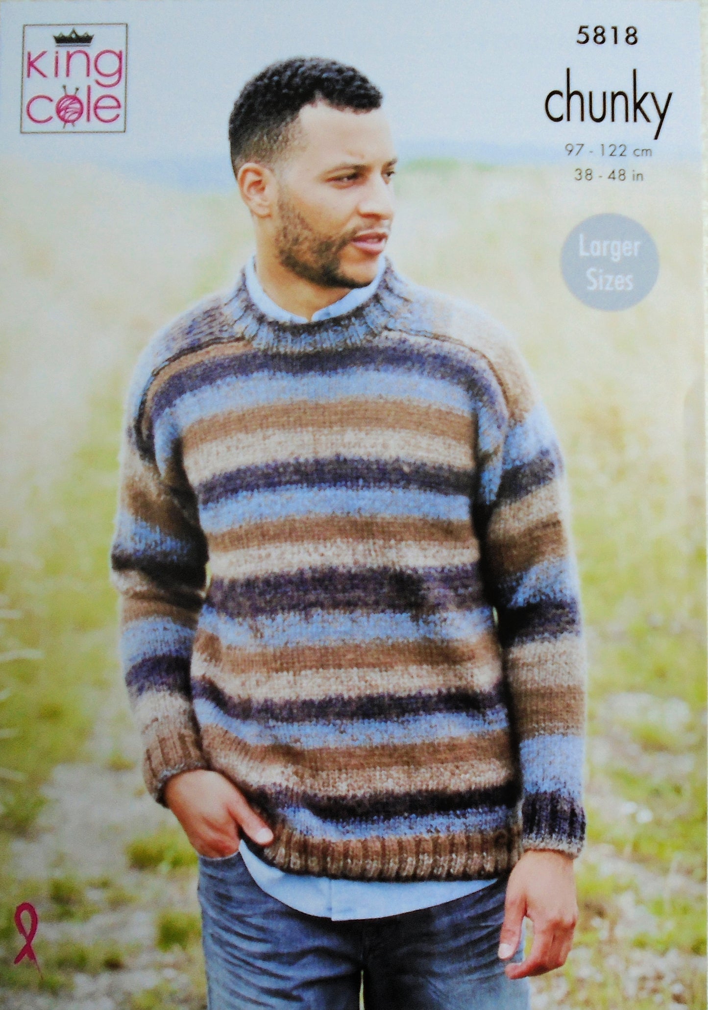 DIGITAL Knitting Pattern Mens Long Sleeve Jumpers Chunky King Cole 5818