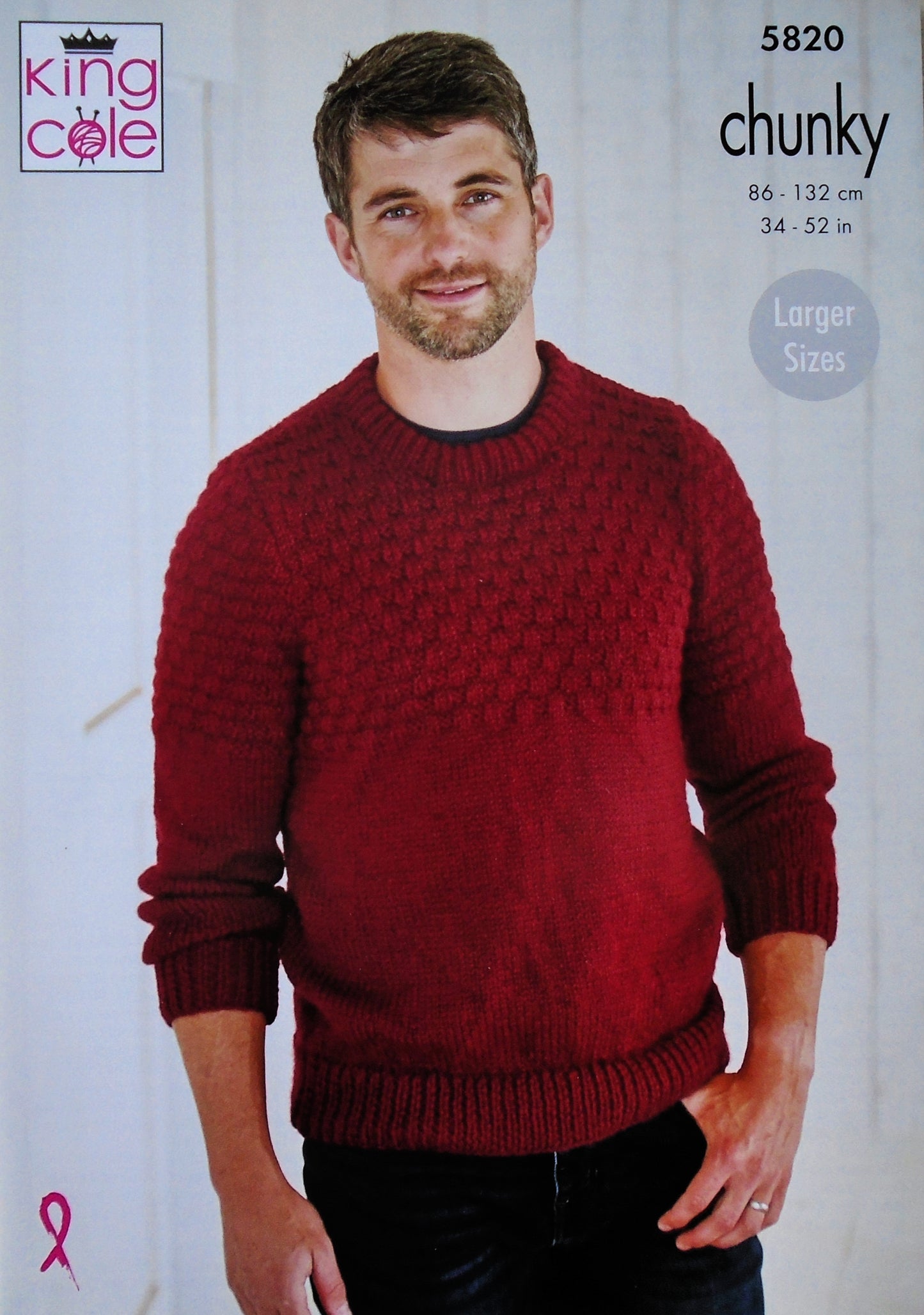 DIGITAL Knitting Pattern Mens Textured Yoke Jumper & Slipover Chunky King Cole 5820