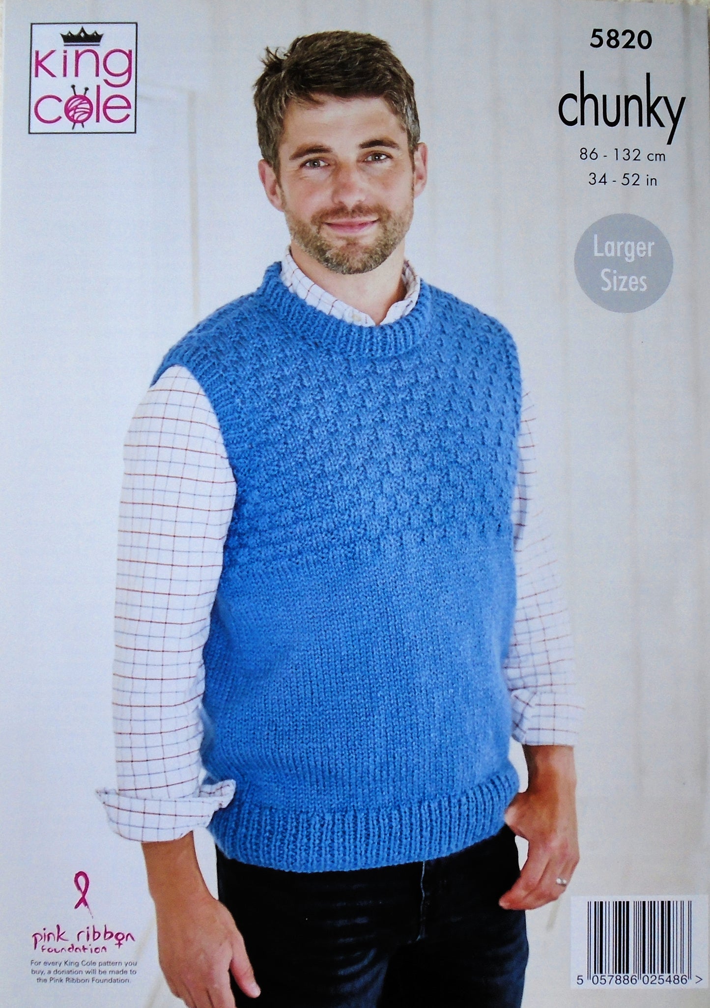 DIGITAL Knitting Pattern Mens Textured Yoke Jumper & Slipover Chunky King Cole 5820