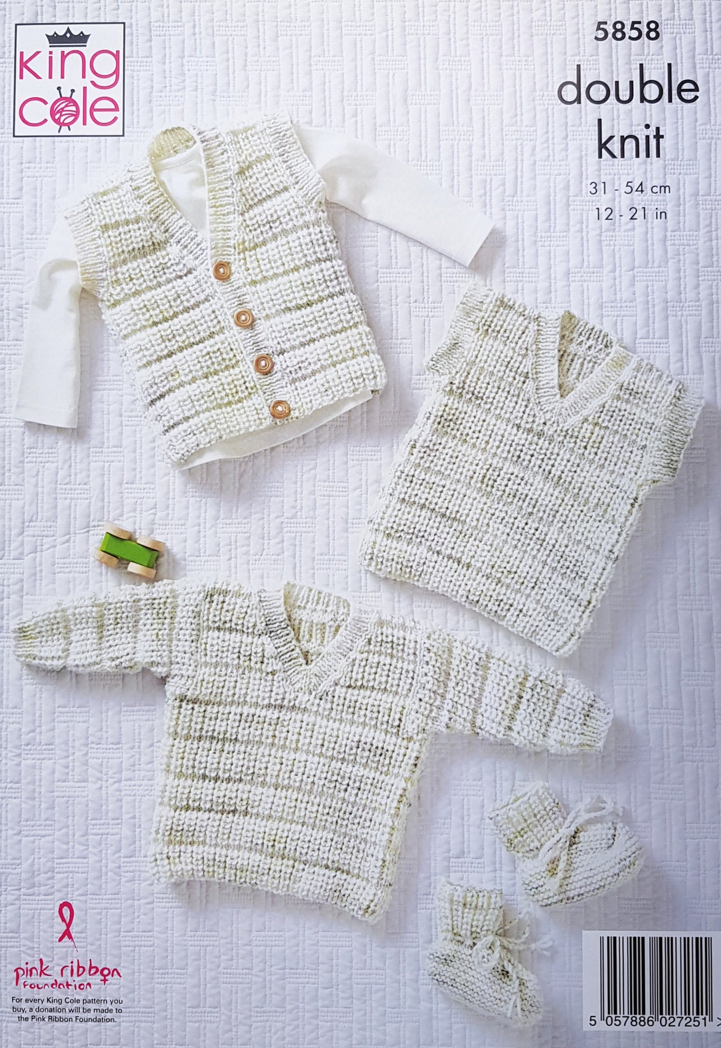 DIGITAL Knitting Pattern Baby Waistcoat Jumper Cardigan Bootees & Slipover DK King Cole 5858