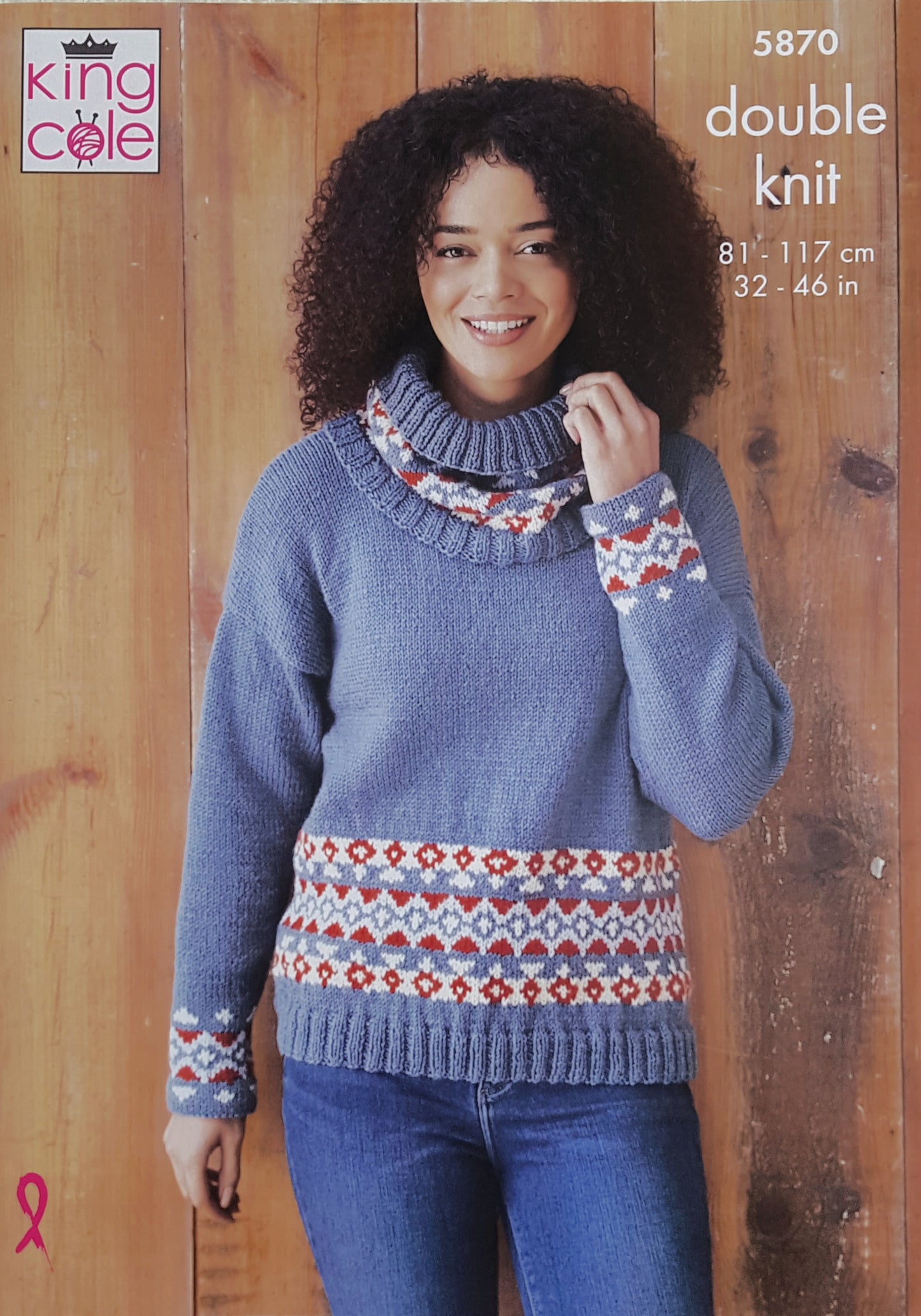 DIGITAL Knitting Pattern Ladies Fairisle Jumpers & Cowl and Hat DK King Cole 5870