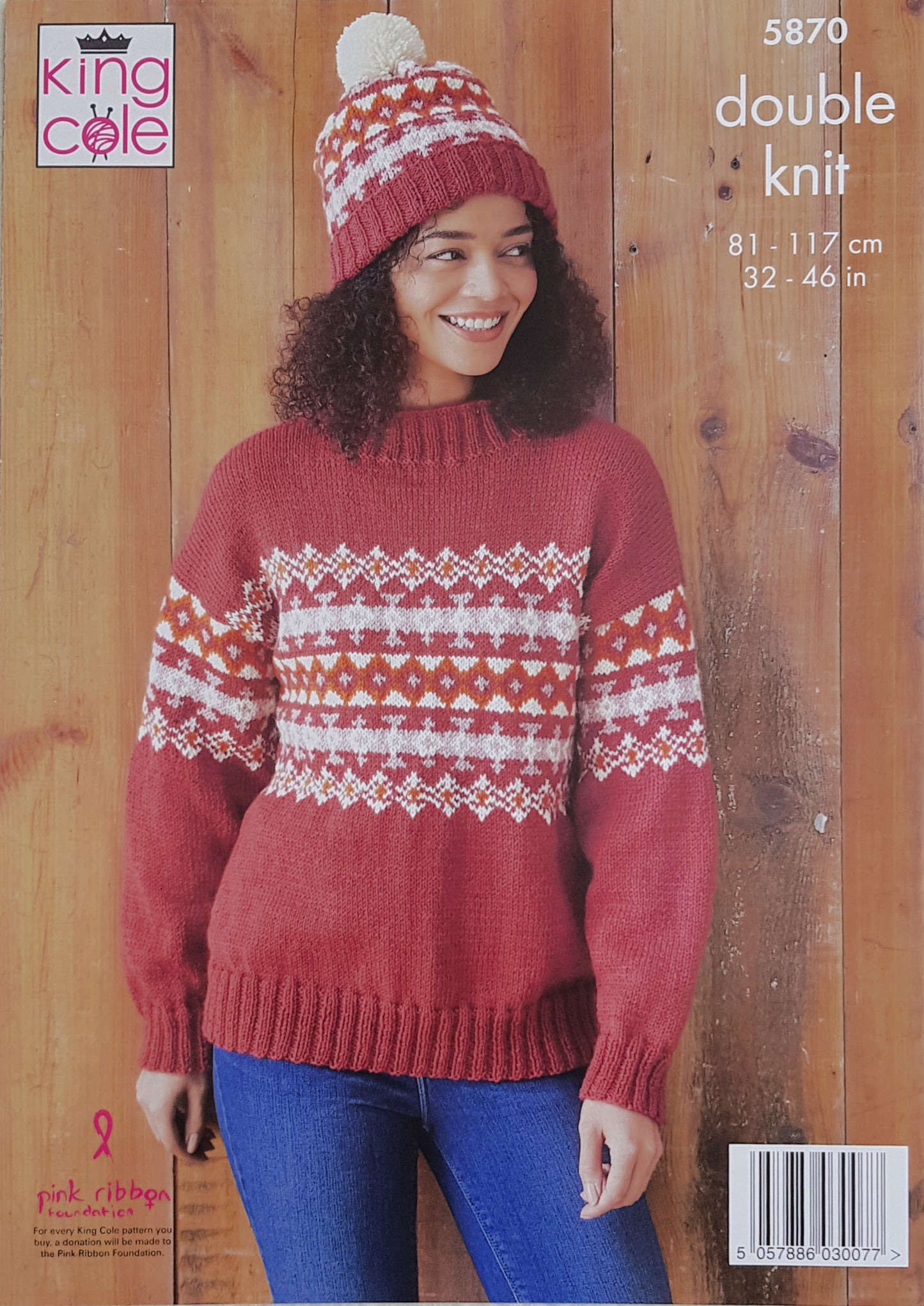 DIGITAL Knitting Pattern Ladies Fairisle Jumpers & Cowl and Hat DK King Cole 5870