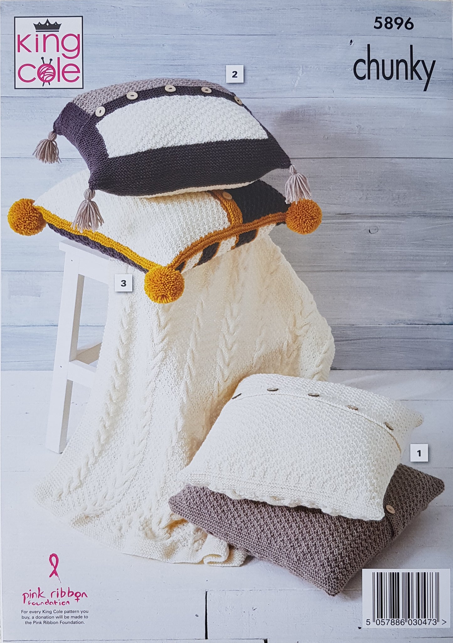DIGITAL Knitting Pattern 3 Styles of Cushions and Cable Throw Chunky King Cole 5896
