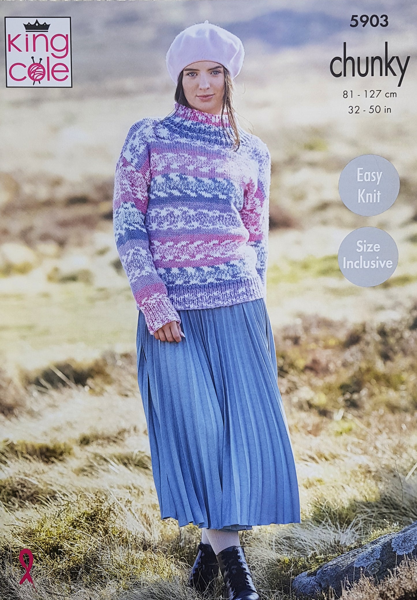 DIGITAL Knitting Pattern Ladies Easy Knit Size Inc Jumpers Nordic Chunky King Cole 5903