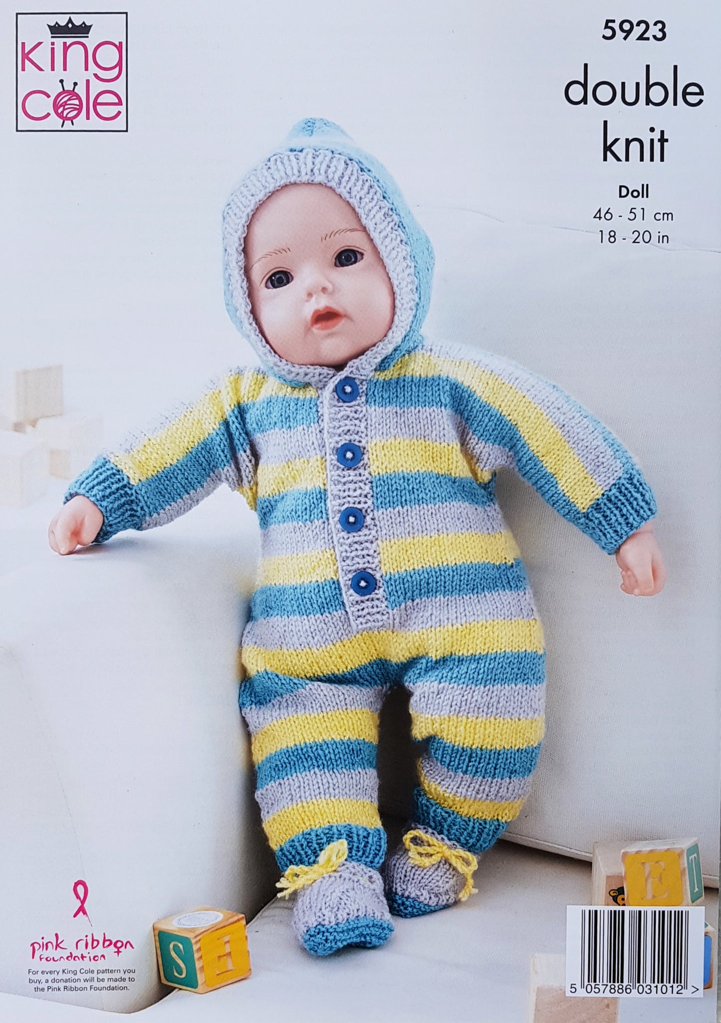 DIGITAL Knitting Pattern Dolls Jacket Trousers Hat & Hooded All-In-One DK King Cole 5923