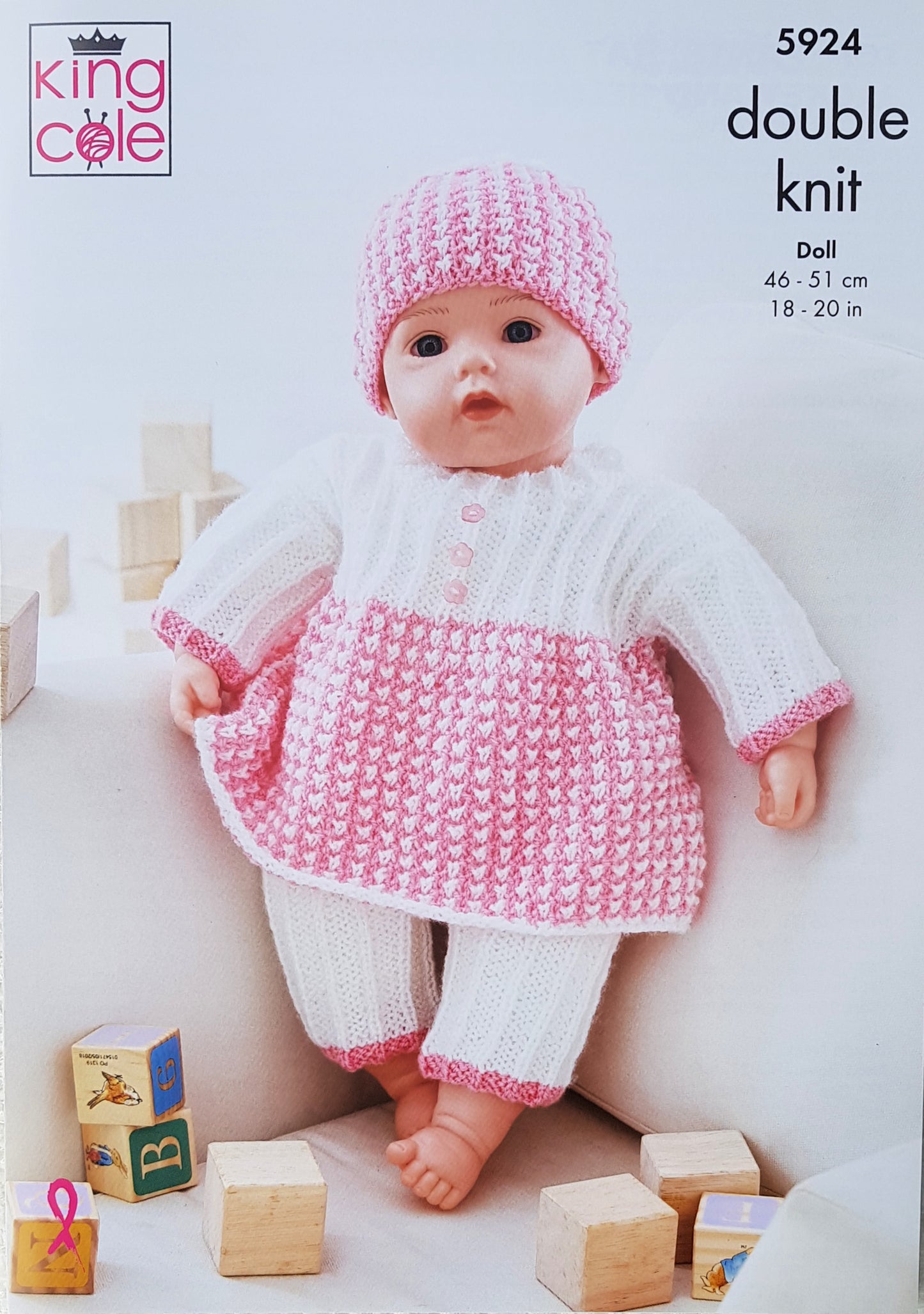 DIGITAL Knitting Pattern Dolls Dress Trousers Hat Helmet Bootees Jacket DK King Cole 5924