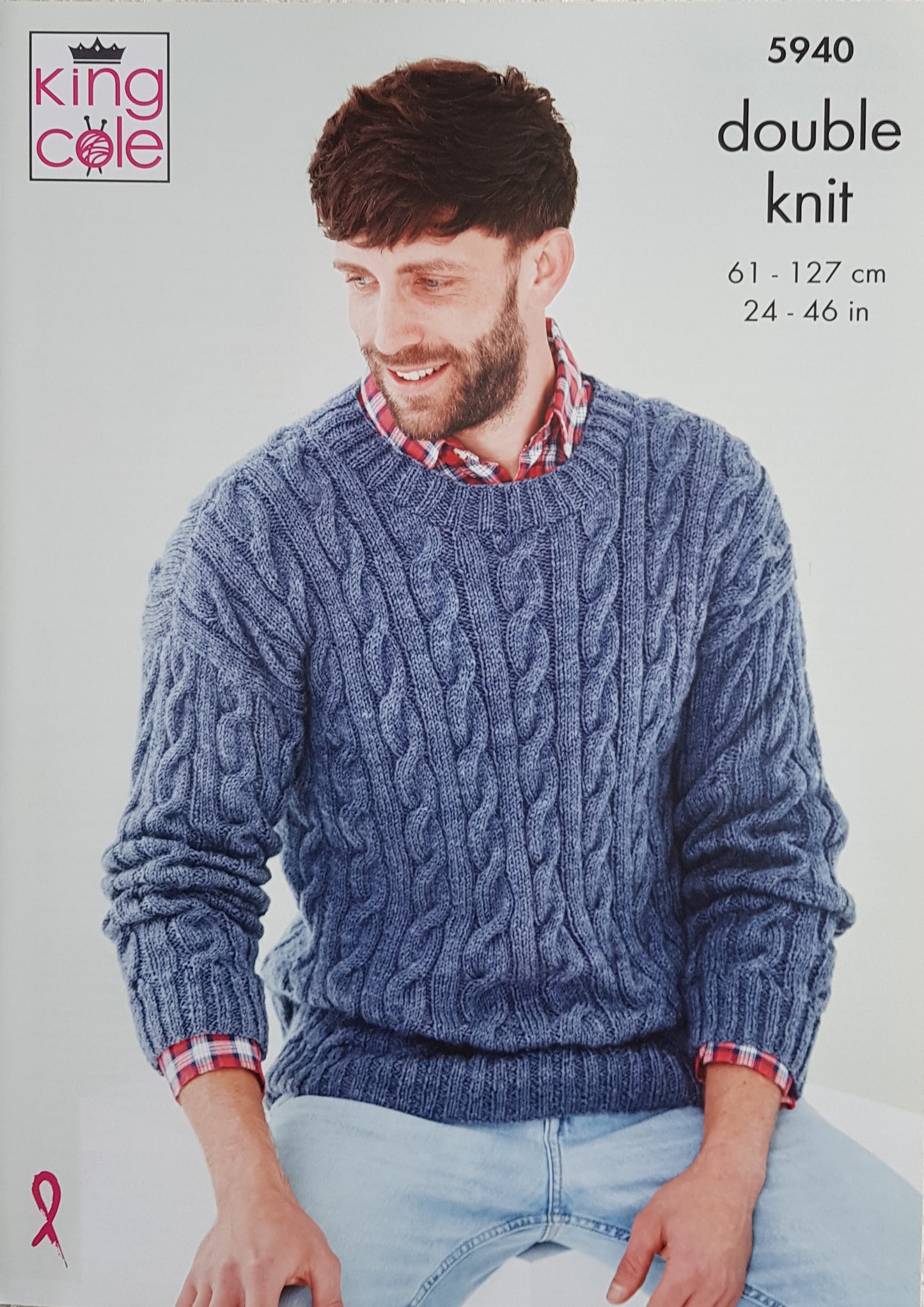 DIGITAL Knitting Pattern Mens/Boys Long Sleeve Cable Jumpers DK King Cole 5940