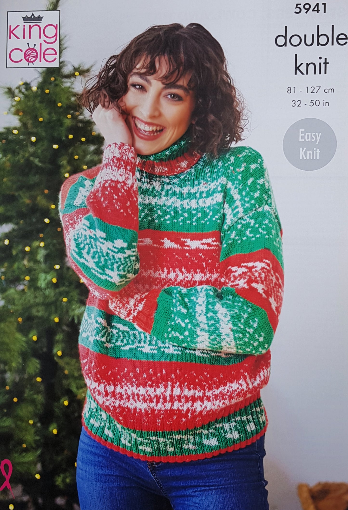 DIGITAL Knitting Pattern Ladies Easy Xmas Jumpers 2 Designs Hat Cowl DK King Cole 5941