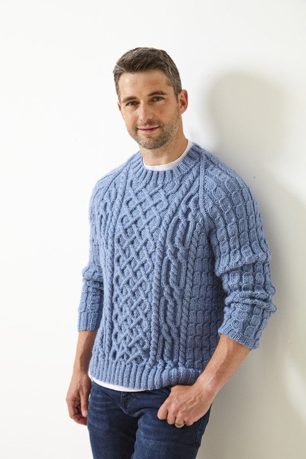 DIGITAL Knitting Pattern Mens Cable Jumpers Aran 5951 King Cole