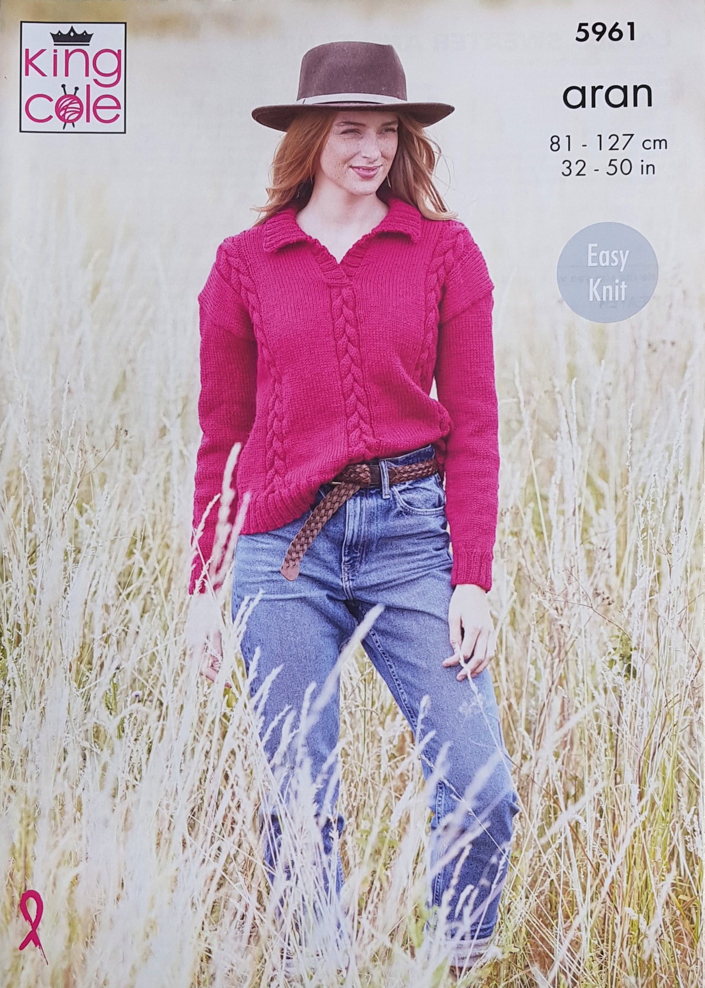DIGITAL Knitting Pattern Ladies Cable Jumpers with Collar Pure Wool Aran King Cole 5961