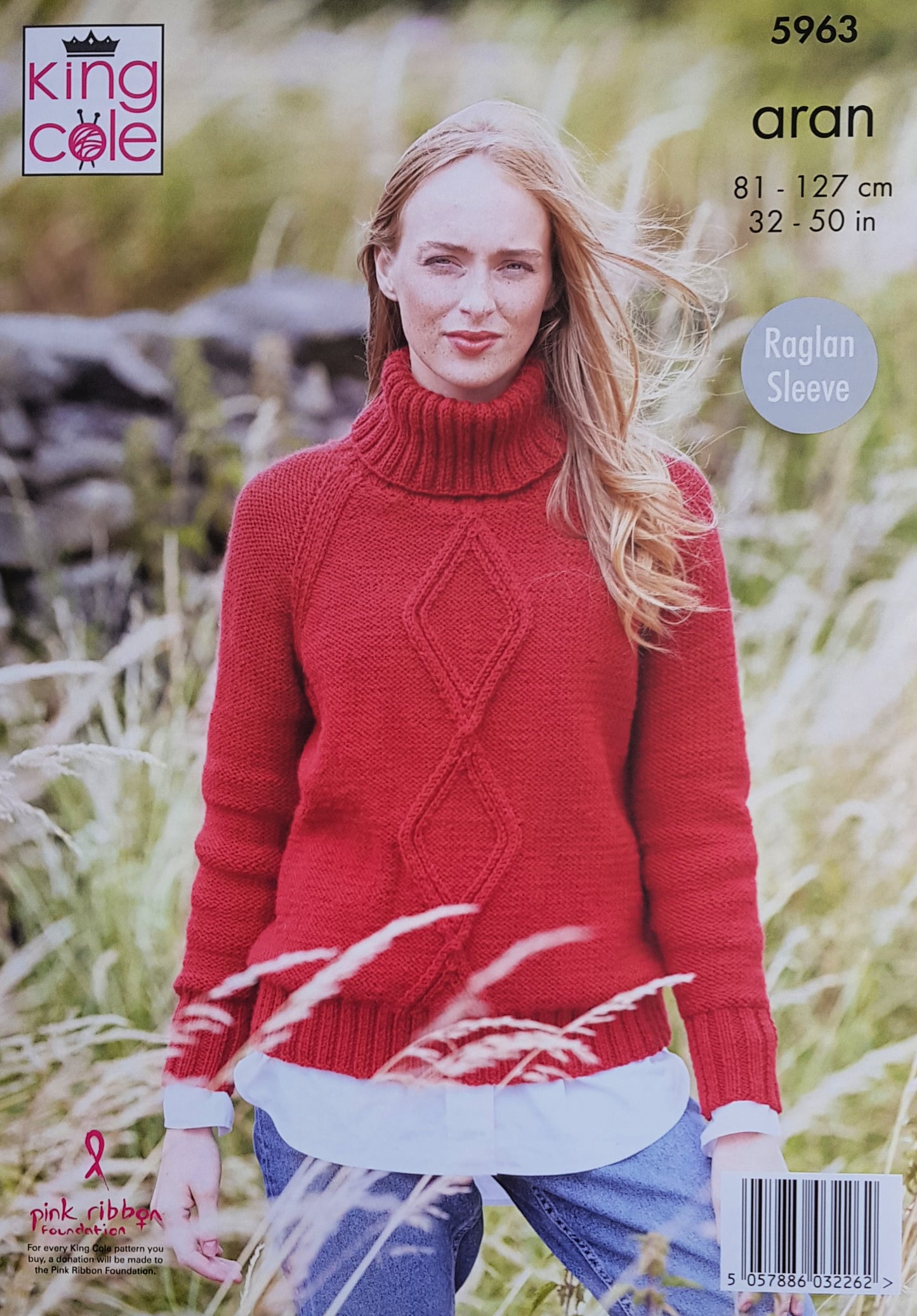 DIGITAL Knitting Pattern Ladies Raglan Sleeve Cable Jumpers Pure Wool Aran King Cole 5963