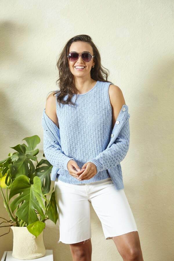 DIGITAL Knitting Pattern Ladies Textured Cardigan and Sleeveless Top Linendale DK 5988 King Cole