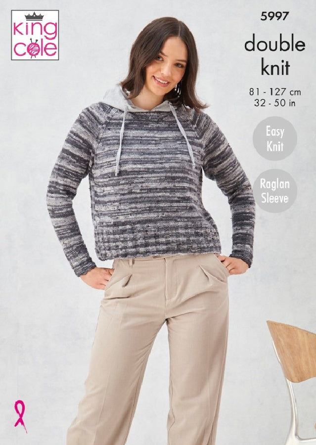 DIGITAL Knitting Pattern Ladies Round & Cowl Neck Jumpers Prism DK 5997 King Cole