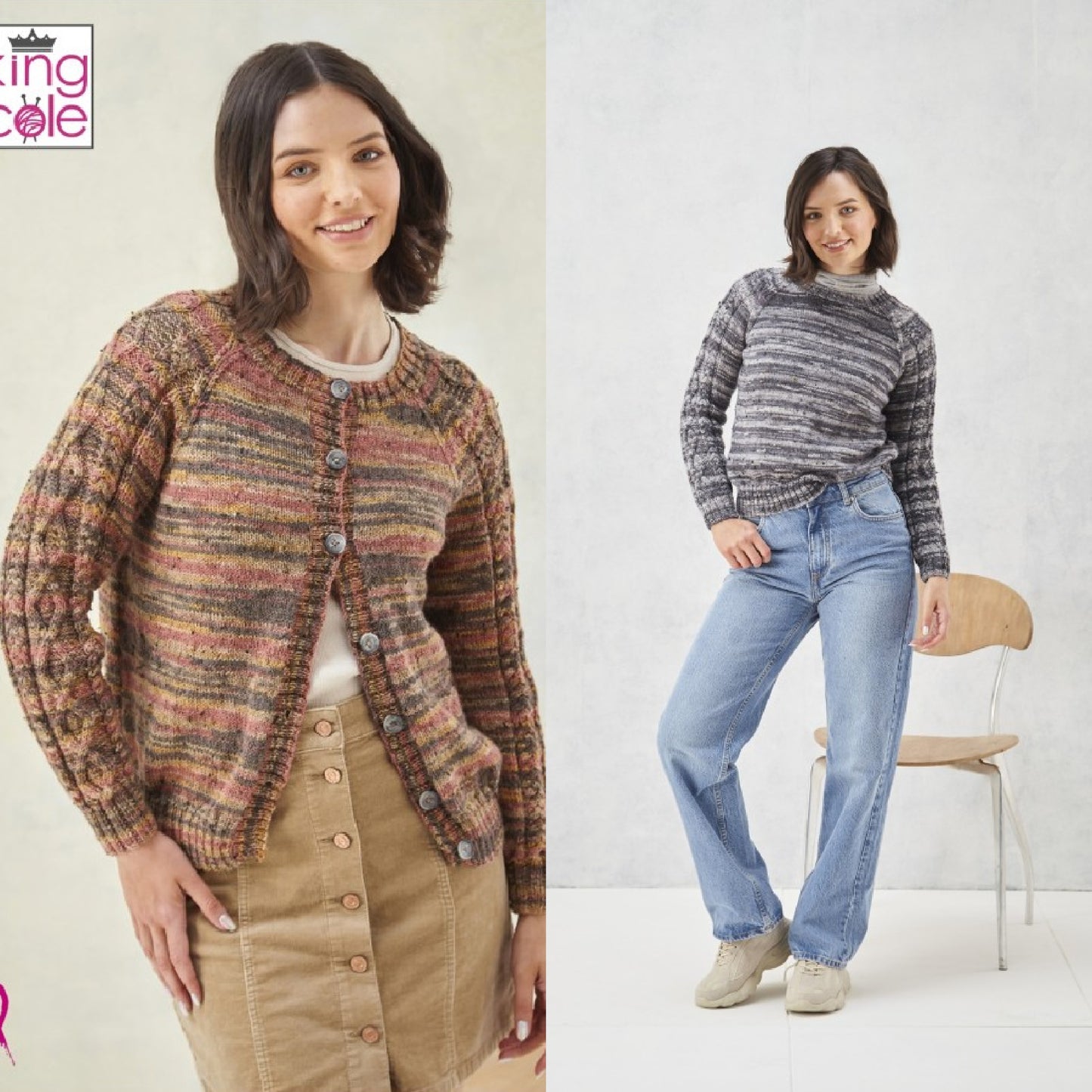 DIGITAL Knitting Pattern Ladies Round & Cowl Neck Jumpers Prism DK 5998 King Cole