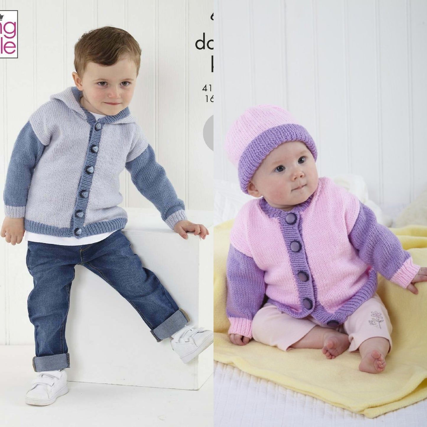 DIGITAL Knitting Pattern Baby/Toddlers Easy Knit Cardigan Hat & Hoodie DK King Cole 6001
