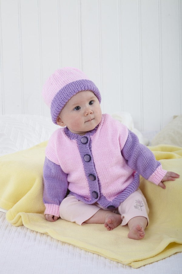 DIGITAL Knitting Pattern Baby/Toddlers Easy Knit Cardigan Hat & Hoodie DK King Cole 6001