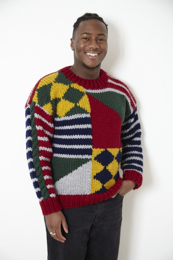 DIGITAL Knitting Pattern Mens/Ladies Multi-Coloured Jumper or Jacket Super Chunky King Cole 6004