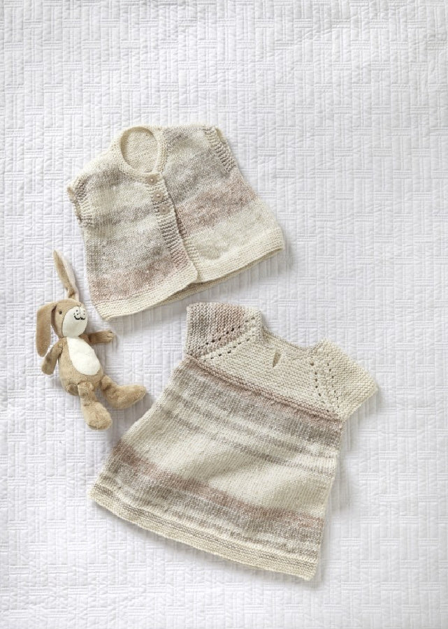 DIGITAL Knitting Pattern Baby Frill Hem Cardigan, Dress & Gilet King Cole Baby Pure DK 6012