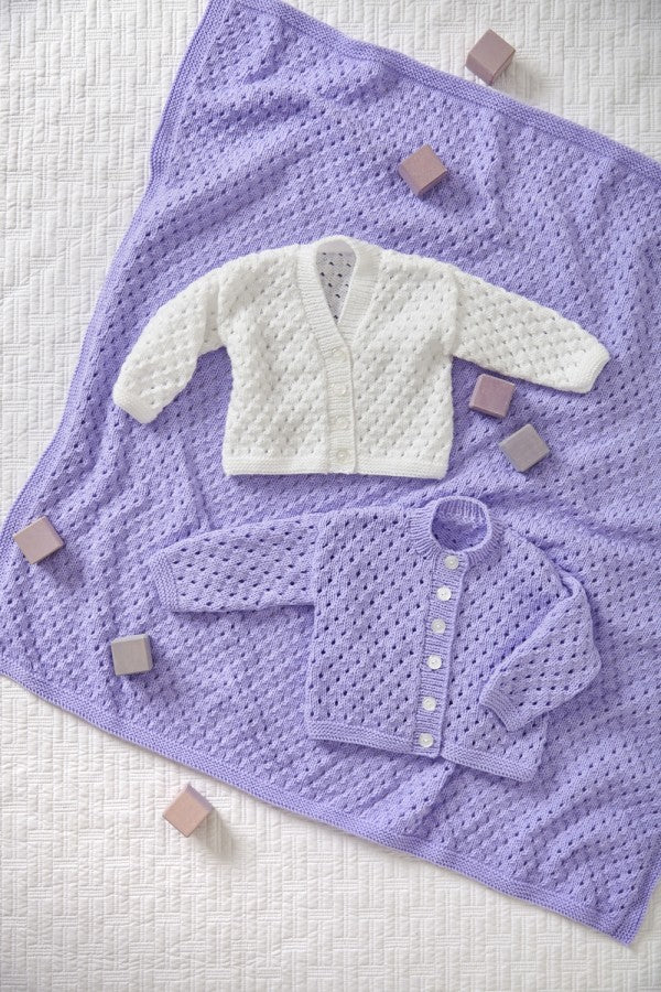 DIGITAL Knitting Pattern Baby Picot Cardigans & Blanket DK King Cole 6013