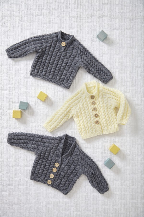 DIGITAL Knitting Pattern Baby Cable Cardigans & Polo Jumper King Cole 6016