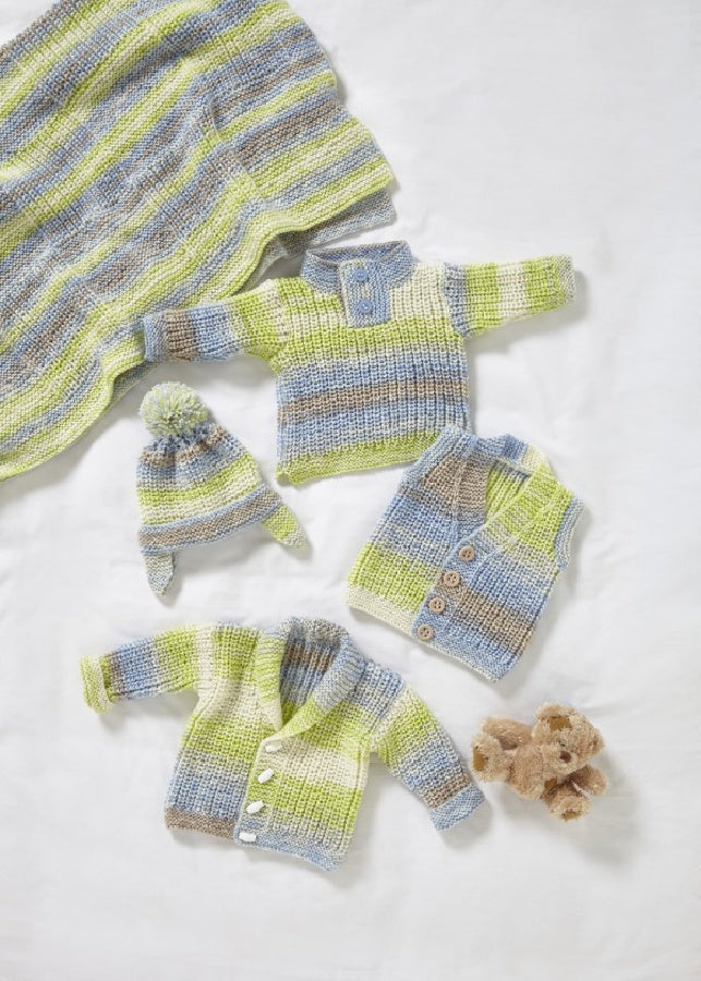 DIGITAL Knitting Pattern Baby Polo Jumper, Jacket, Waistcoat, Helmet & Blanket DK King Cole 6031