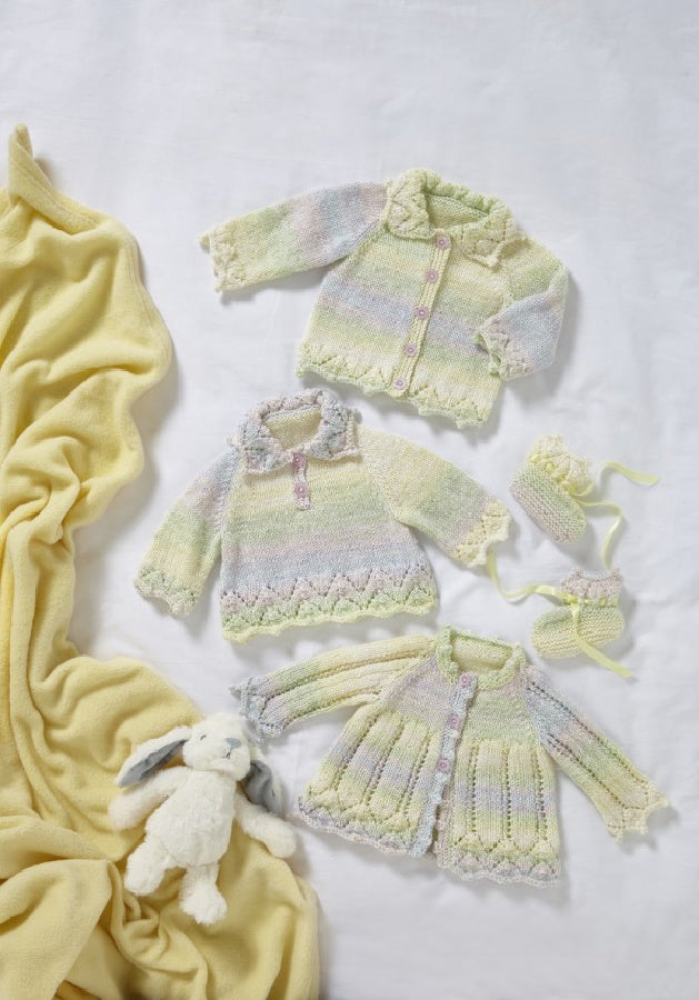 DIGITAL Knitting Pattern Baby lacy Matinee Coat, Lacy Jacket, Lacy Jumper & Bootees DK King Cole 6034