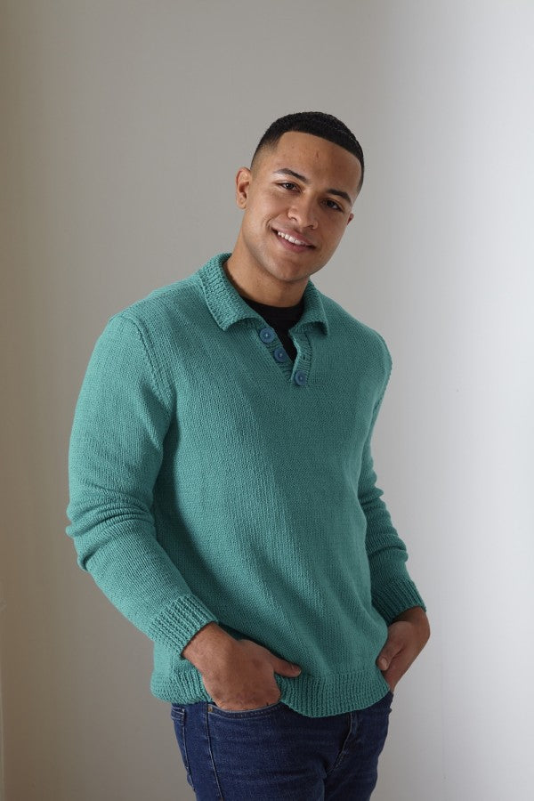 DIGITAL Knitting Pattern Men's Collar Polo Jumper and Cable Jumper Cotton DK King Cole 6037