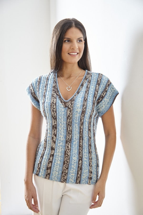 DIGITAL Knitting Pattern Ladies Textured Slipover and Sideways Top 4ply King Cole 6041