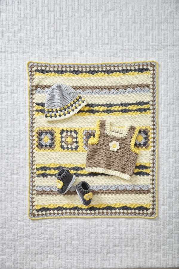 DIGITAL Crochet Pattern Baby Tank Top, Blanket, Bootees and Hat DK King Cole 6043