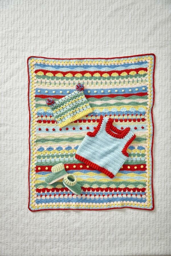 DIGITAL Crochet Pattern Baby Tank Top, Blanket, Bootees and Hat DK King Cole 6044