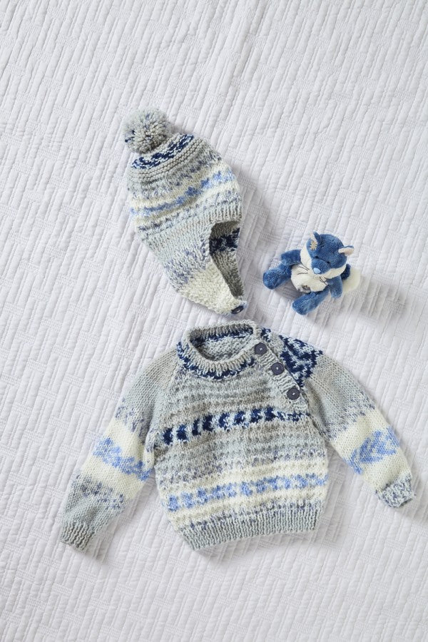 DIGITAL Knitting Pattern Helmet, Cardigan with Pockets & Jumper Aran King Cole 6050