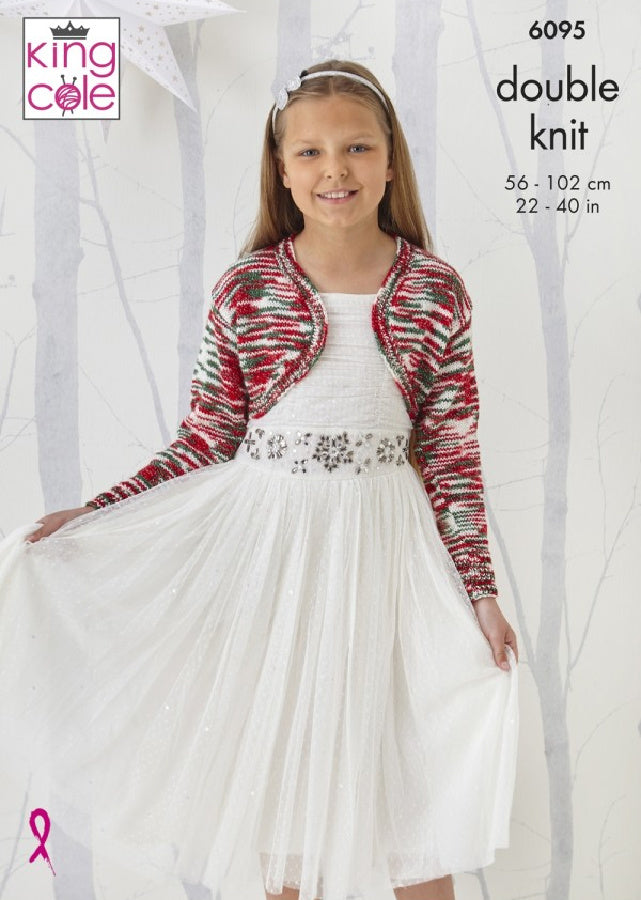 DIGITAL Knitting Pattern Ladies/Girls Bolero Cardigans DK King Cole 6095