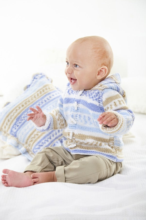 DIGITAL Knitting Pattern Baby Jacket with Collar, Hooded Jacket, Blanket, Hat and Cushion Cherish DK King Cole 6101