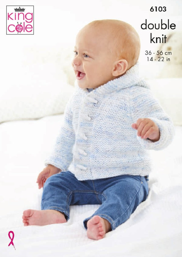 DIGITAL Knitting Pattern Baby Jacket, Hoodie Jacket & Hat DK King Cole 6103