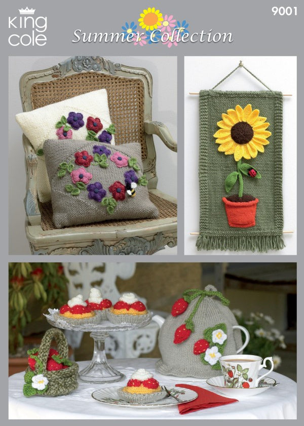 DIGITAL Knitting Pattern Wall Hanging Cushion Tea Cosy Basket and Tart Super Chunky & DK 9001 King Cole