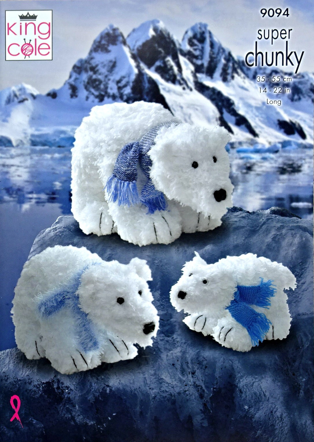 DIGITAL Knitting Pattern 3 Sizes Polar Bears Stuffed Toys Super Chunky King Cole 9094