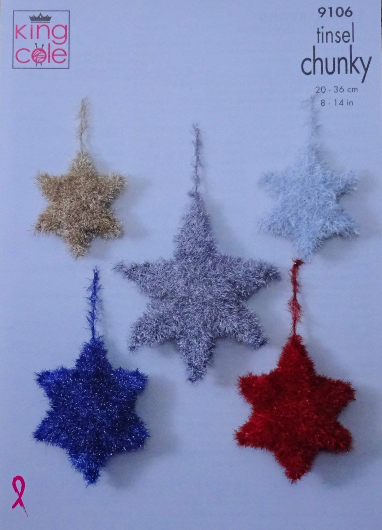 DIGITAL Knitting Pattern 3 Sizes Tinsel Stars Xmas Decorations Chunky King Cole 9106