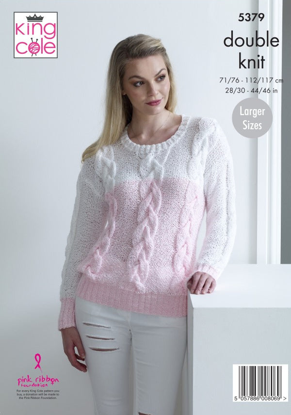 DIGITAL Knitting Pattern Ladies Cable Jumper and Jacket Calypso DK King Cole 5379