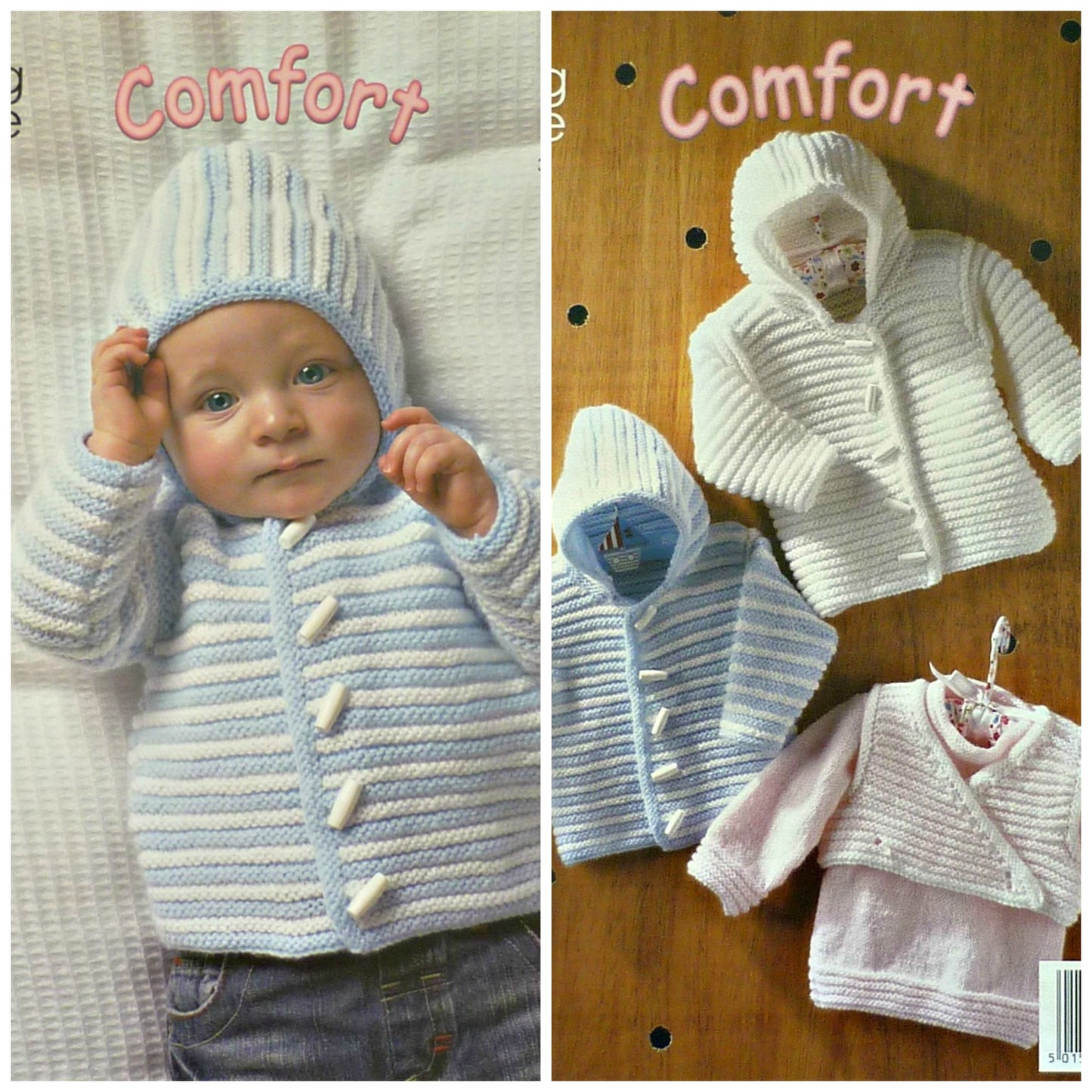 DIGITAL Knitting Pattern Baby Hoodie Jackets, Jumper & Wrap Over Body Warmer DK King Cole 3013